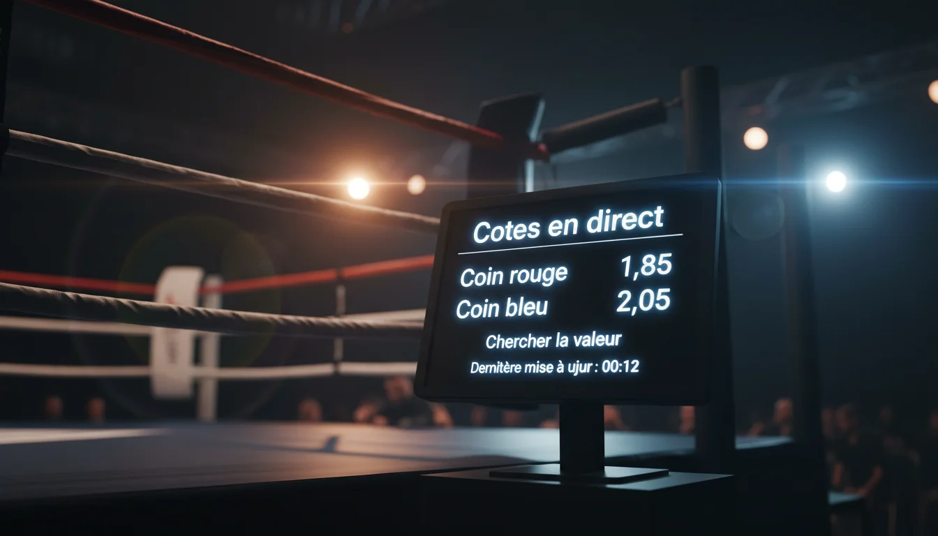 Cotes de boxe : tableau d'affichage lumineux avec des cotes au bord d'un ring